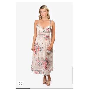 ZIMMERMANN Floral Cutwork Laelia Dimond Bralette Cotton Dress Size 1